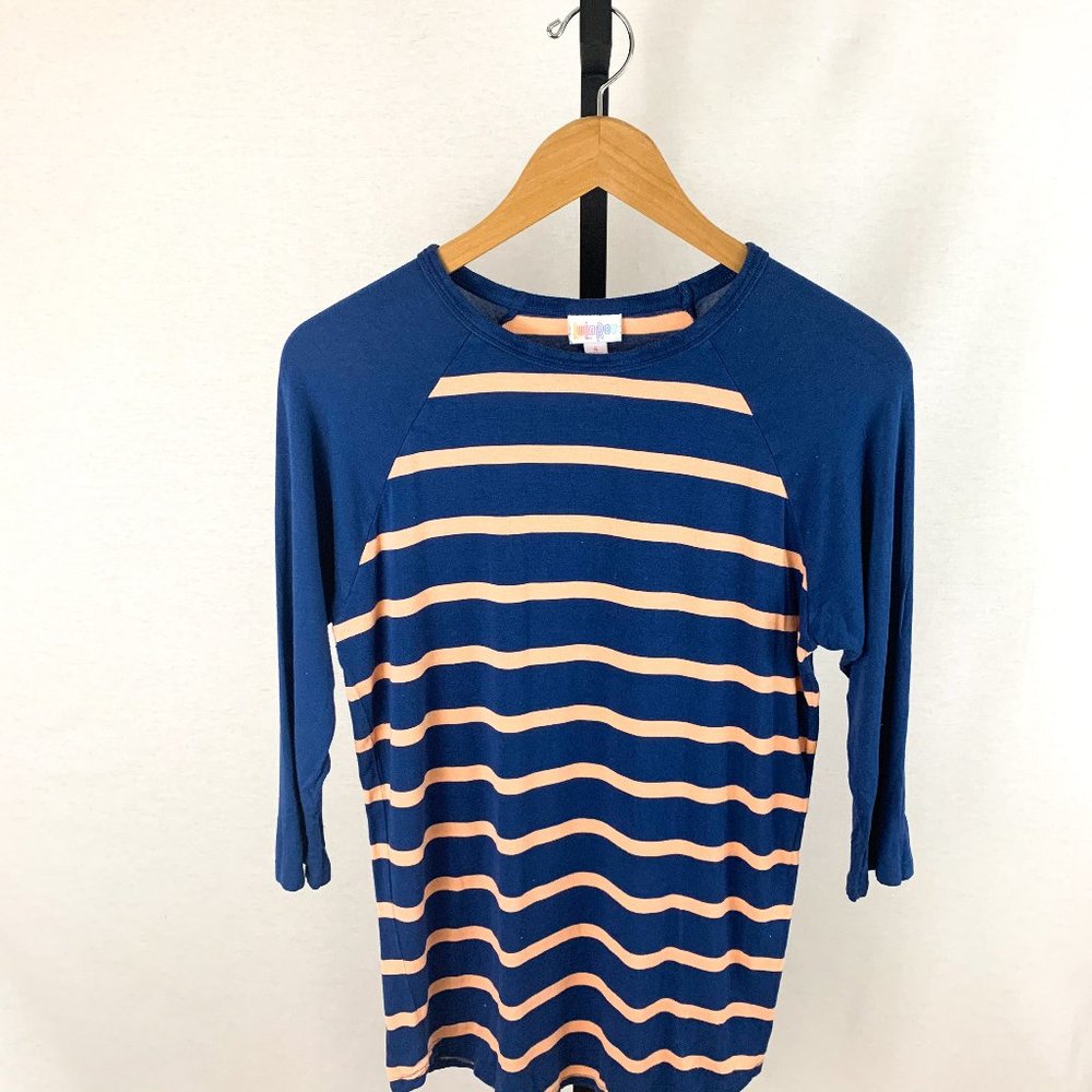 Lularoe Pink and Blue Striped Randy Shirt - Picture 1 of 3
